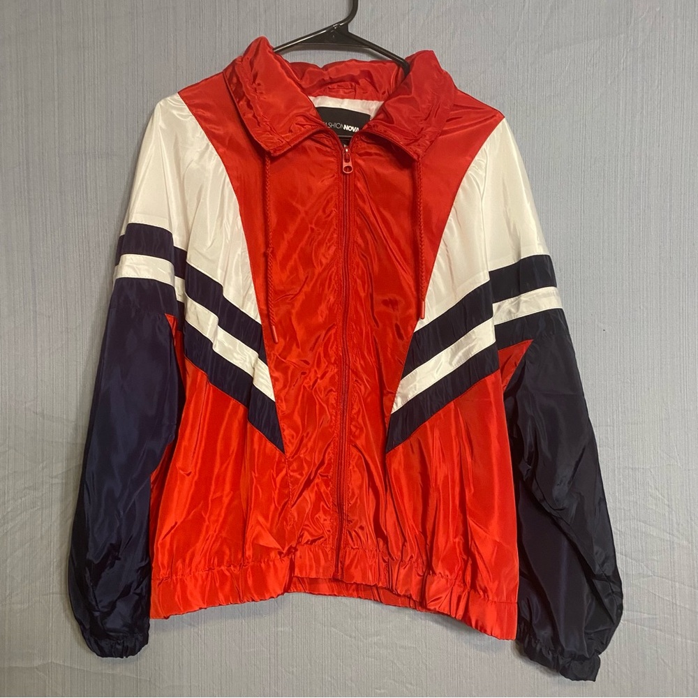 Fashion Nova Red Windbreaker Bomber Jacket